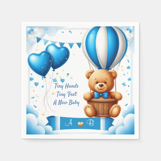 Serviette En Papier Douce Fête de Naissance Ourson 🧸 (Devant)