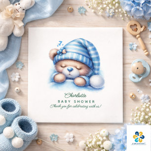 Serviette En Papier Douce Fête de Naissance Ourson Mignon