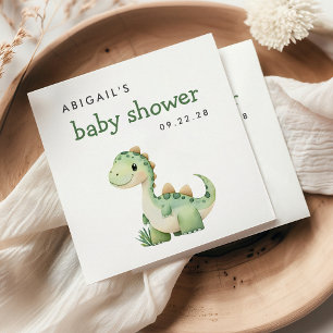 Serviette En Papier Douce Fête Prénatale de Dinosaure Vert