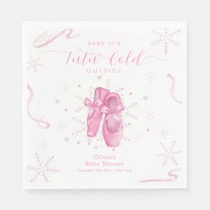 Serviette En Papier Douce Fête Prénatale Fille Ballerine Flocon de Nei
