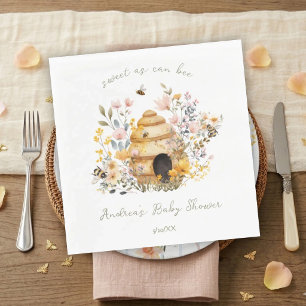 Serviette En Papier Douce Fête Prénatale Maman Abeille au style Aquare