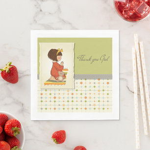 Serviette En Papier Douce Fille Priante Merci Dieu
