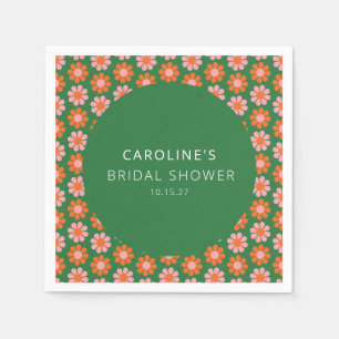 Serviette En Papier Douce Fleurs Rétro Roses Vertes Mariage sur Mesure