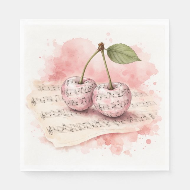 Serviette En Papier Douce Harmonie Duo Cerise (Devant)