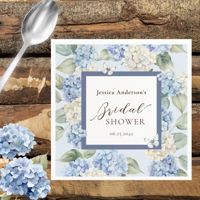 Serviette En Papier Douce Hydrangea Aquarelle Enterrement de Vie de Je (Créateur téléchargé)