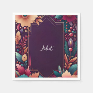 Serviette En Papier Douce Mariage dans les Tons de Teal Automnal et Bi
