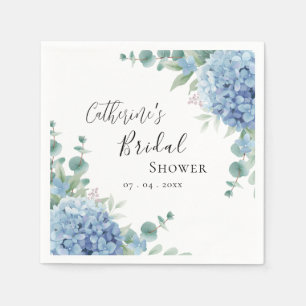 Serviette En Papier Douce Mariage Floral Fleurs d'Hydrange Bleu