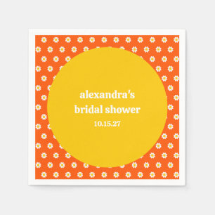 Serviette En Papier Douce Mariage Vintage Orange Fleurs des Champs Per
