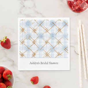 Serviette En Papier Douce Mariée Bleu Crème Brun Rayures