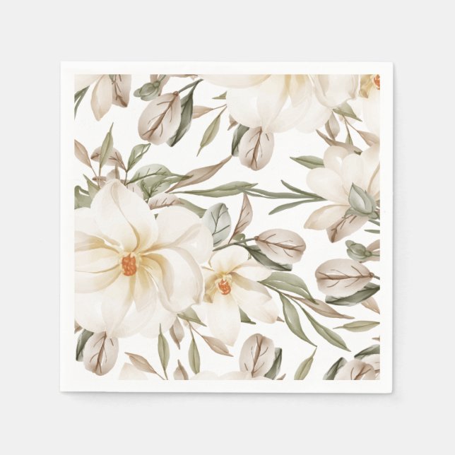 Serviette En Papier Douce Mariée Fleur de Magnolia Blanc Shower Végéta (Devant)