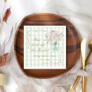 Serviette En Papier Douce Mariée Gingham Vert Fraîchement Récolté