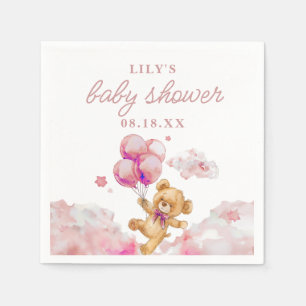 Serviette En Papier Douce Ourse à Peine Attendre Fille Rose Baby Showe