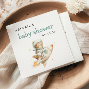 Serviette En Papier Douce Ourson Astronaute Garçon Baby Shower