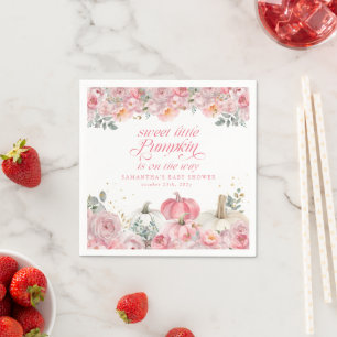 Serviette En Papier Douce petite citrouille rose florale bébé automne