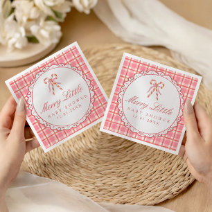 Serviette En Papier Douce Petite Fête de Bébé Bonbon Rose & Rouge