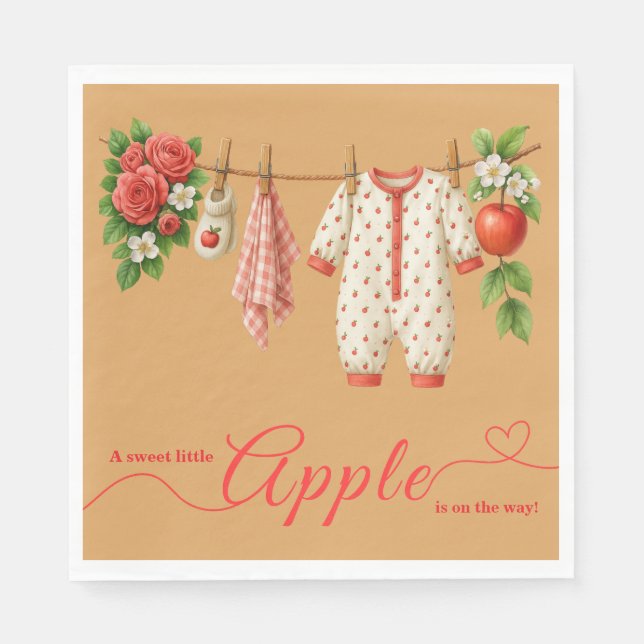 Serviette En Papier Douce petite pomme Baby Shower | Bébé Rustique d'A (Devant)