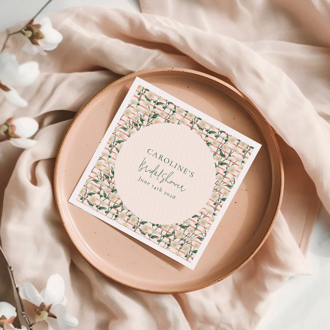 Serviette En Papier Douce Retro Florale Vert Mariage Sur Mesure (Créateur téléchargé)