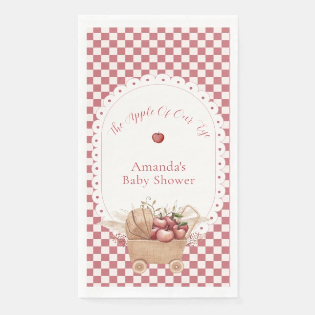 Serviette En Papier Douce Rétro Gingham Bohème Fête de Naissance de Po (Devant)