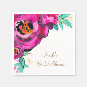 Serviette En Papier Douce Rose Moderne Florale Aquarelle Enterrement d