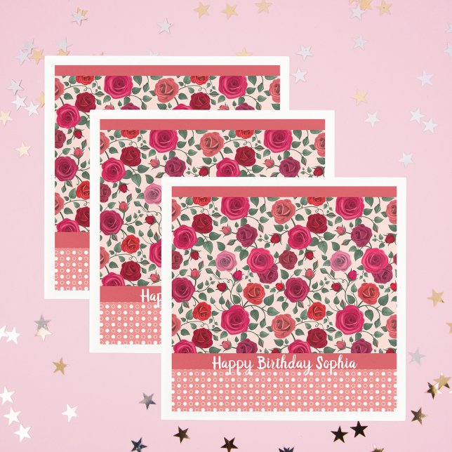 Serviette En Papier Douce Roses Roses Roses Roses Personnalisées (Créateur téléchargé)