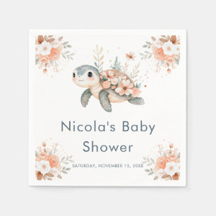 Serviette En Papier Douce Tortue Florale Baby Shower