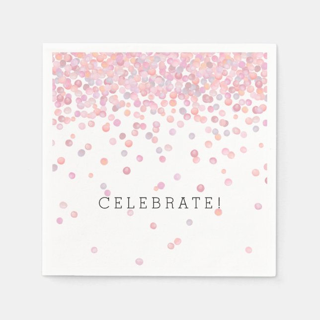 Serviette En Papier Douces Taches de Confettis Aquarelle Rose (Devant)