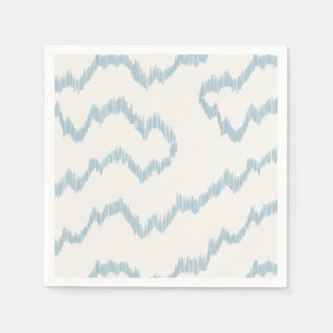 Serviette En Papier Douces Vagues Ikat Bleu pour l'Heure du Cocktail