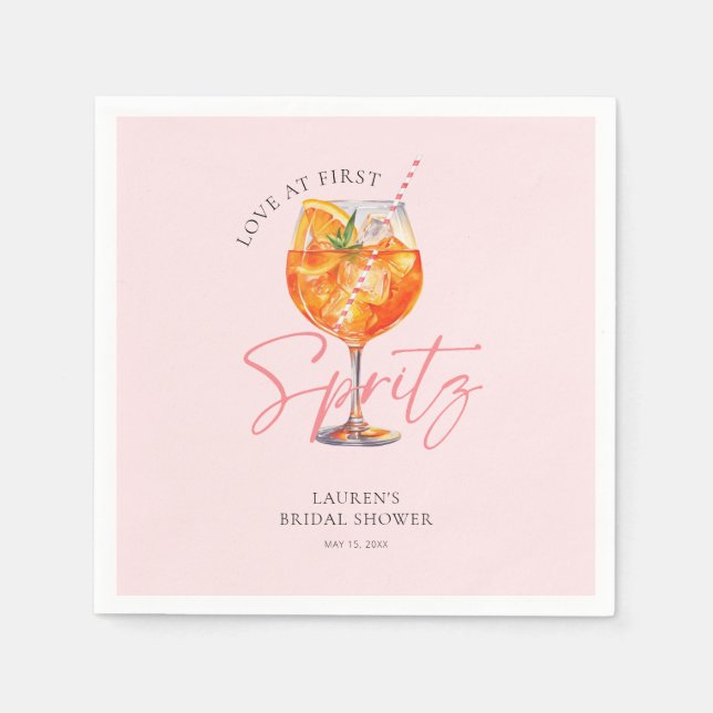 Serviette En Papier Douceur Aquarelle Rose Aperol Spritz Fête de Maria (Devant)