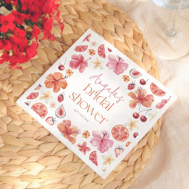 Serviette En Papier Douceur de mariage florale orange Citrus (Créateur téléchargé)