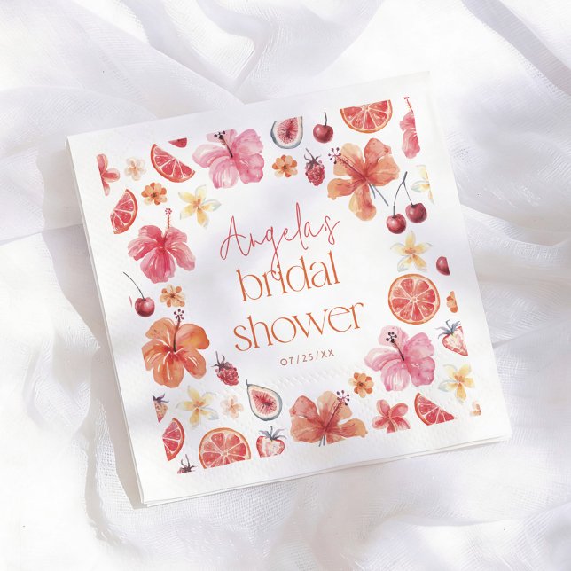 Serviette En Papier Douceur de mariage florale orange Citrus (Créateur téléchargé)