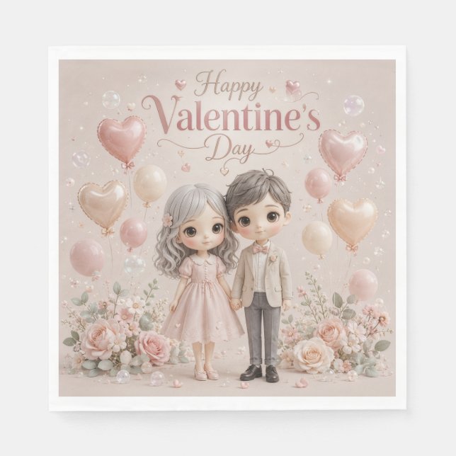 Serviette En Papier Douceur murmure en rose pastel (Devant)