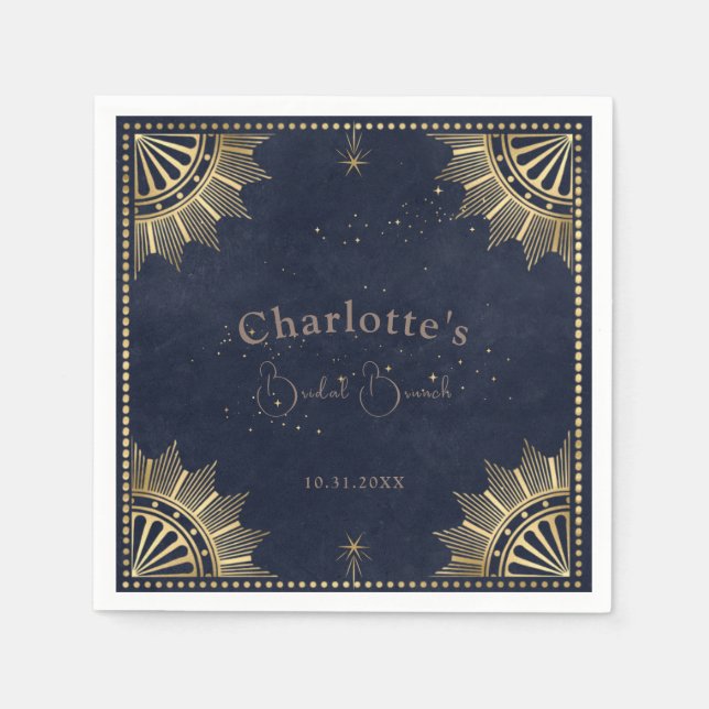 Serviette En Papier Douche à brunch pour nuptiale Dark Celestial Sun a (Devant)