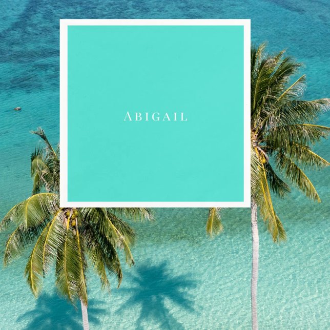 Serviette En Papier Douche à texte blanc turquoise personnalisée (Créateur téléchargé)