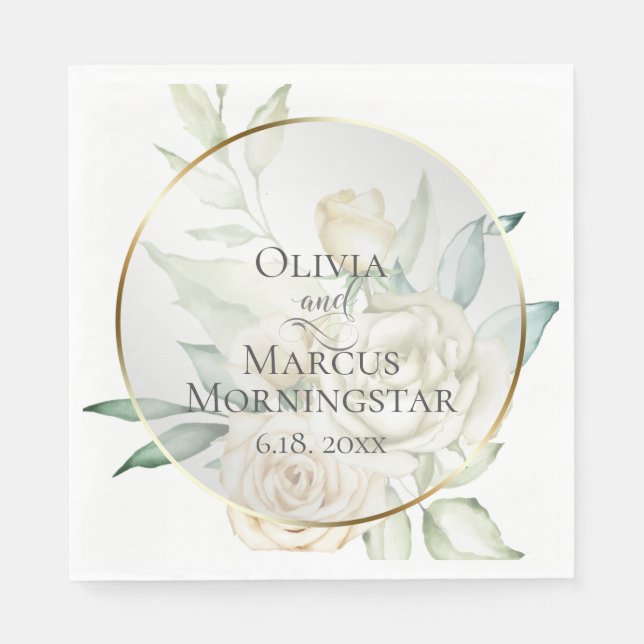 Serviette En Papier Douche | Aquarelle bleu pâle Roses (Devant)