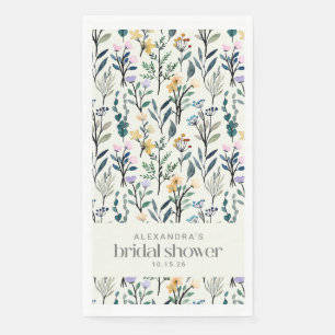 Serviette En Papier Douche aux fleurs sauvages aquarelle esthétique bo