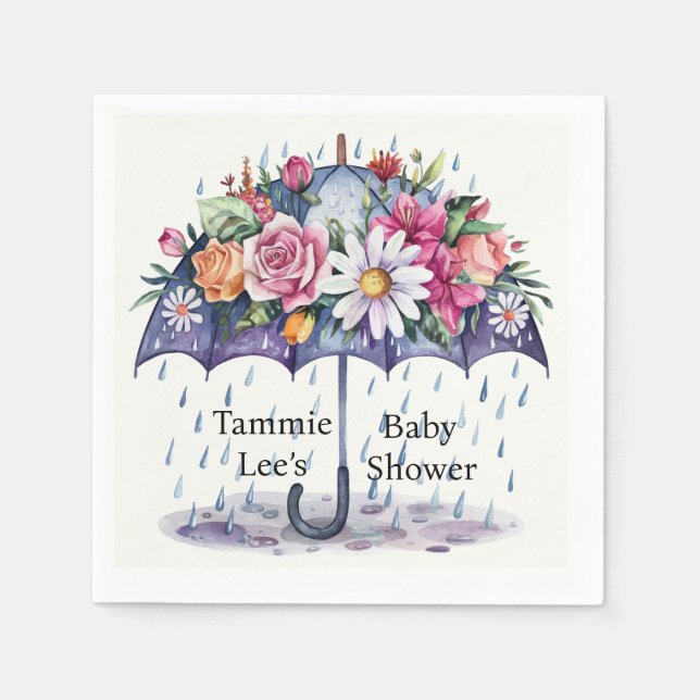 Serviette En Papier Douche avec Baby shower Fleurs (Devant)