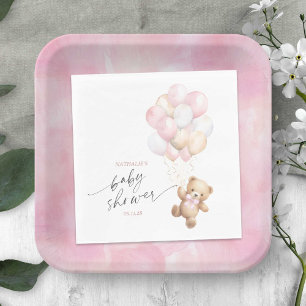 Serviette En Papier Douche Bearly Wait Teddy Ours rose Ballons
