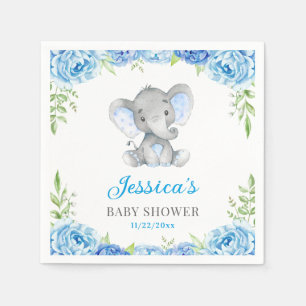 Serviette En Papier Douche bleue de bébé d'éléphant peu de partie