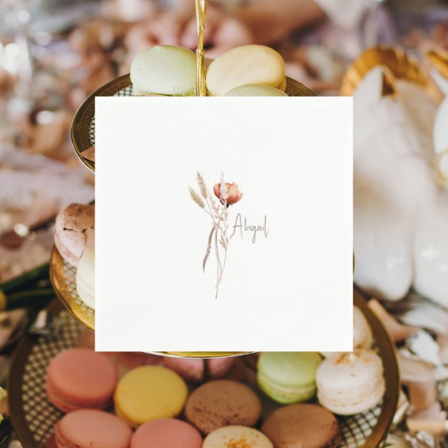 Serviette En Papier Douche Botanique Séchée Boho Personnalisée (Créateur téléchargé)