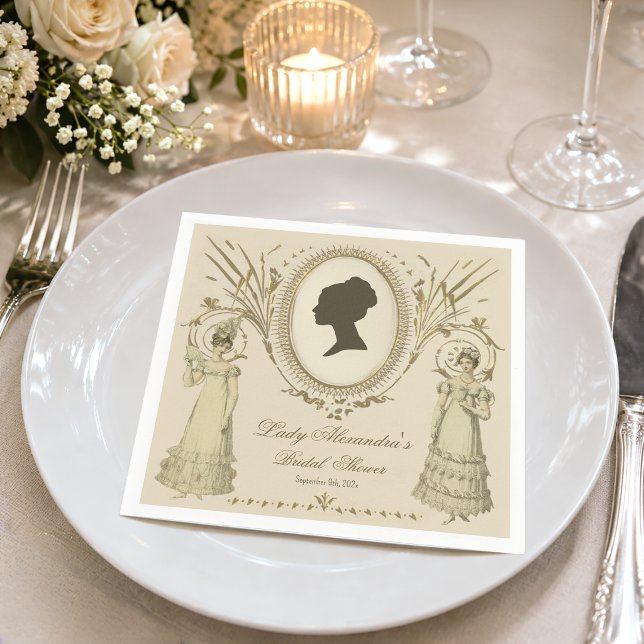 Serviette En Papier Douche de Mariage des Dames de Régence Calligraphi (Créateur téléchargé)