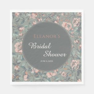 Serviette En Papier Douche de Mariage Vintage Vert Sauge Rose Poussiér