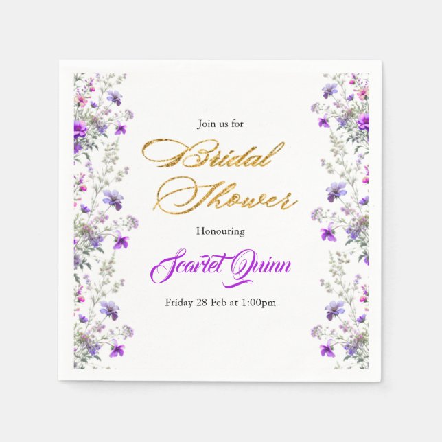 Serviette En Papier Douche fleur sauvage couleur rose-violet (Devant)