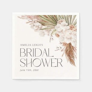 Serviette En Papier Douche Florale Bohème et Plumes