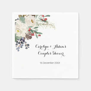 Serviette En Papier Douche Florale Couples d'hiver Napkin