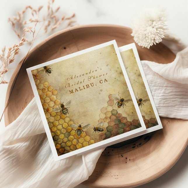 Serviette En Papier Douche nuptiale d'abeille dorée (Créateur téléchargé)