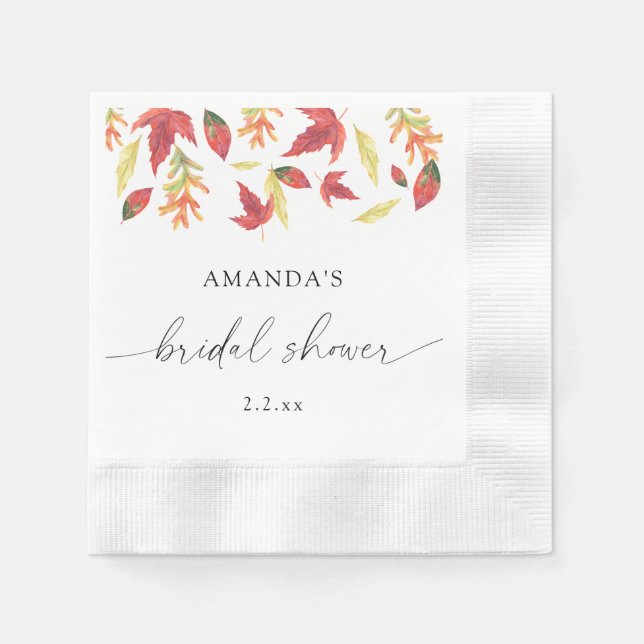 Serviette En Papier Douche nuptiale feuille en chute (Devant)