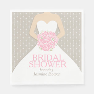 Serviette En Papier Douche nuptiale mariage robe rose gris serviettes