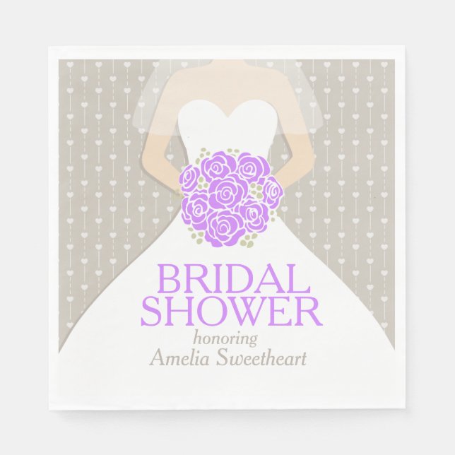 Serviette En Papier Douche nuptiale mariage robe violet gris serviette (Devant)