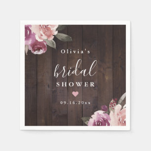 Serviette En Papier Douche nuptiale mauve fleurie
