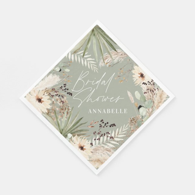 Serviette En Papier Douche nuptiale merci pampas moderne herbe feuilla (Coin)